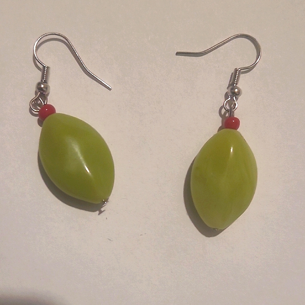 Handmade Green and Orange Earrings